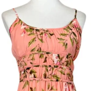 Lost + Wonder Maxi Dress Smocked Tiered Chiffon Peach Floral Women’s Size Medium thumbnail 9