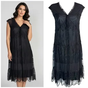 Garnet‎ Hill Babydoll Dress S Sheer Lace Overlay Bow Tie Whimsigoth Dark Fairy thumbnail 2
