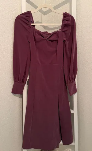 Lichi midi dress in a dusty plum/mauve shade thumbnail 1