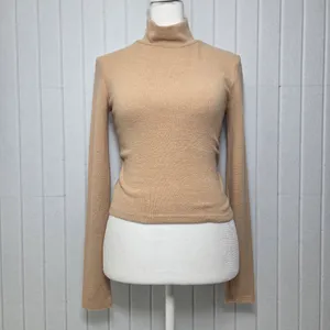 Zara Cozy‎ Crop Tan Mock neck Sweater size S thumbnail 3