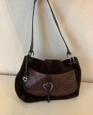 Brighton Brown Suede & Leather Shoulder Bag thumbnail 1