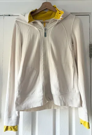 Lole Cream Zip-Up Hoodie‎ Size Medium EUC thumbnail 1