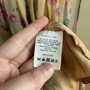 Anthropologie Meadow Rue Floral Silk Ruffle Midi Dress 4 Yellow V-Neck FLAW thumbnail 8