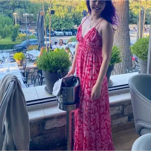 Hutch Pink Floral Tiered Ruffle Maxi Dress MEDIUM Sundress Cottage Vacation $270 thumbnail 10
