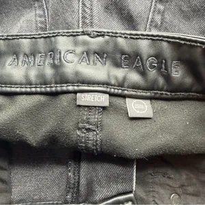 American Eagle Super High Rise Ankle Straight Jeans 12 Black Vegan Leather thumbnail 8