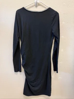 Athleta Carefree Long Sleeve Dress Women’s M Black Ruched Stretch Bodycon Sexy thumbnail 4