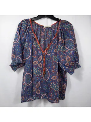 Natural Life Boho Paisley Peasant Top Size XL thumbnail 3
