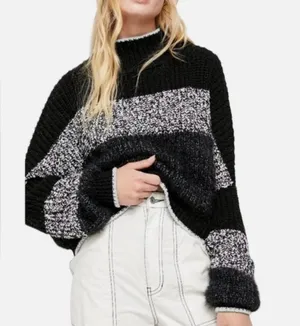 Free People Sunbrite Colorblocked whimsigoth Fuzzy Cropped Mockneck small thumbnail 1