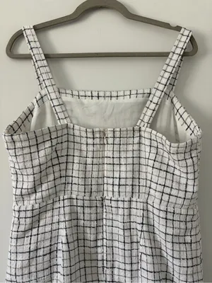 Abercrombie & Fitch Black White Tweed Square Neckline Sleeveless Mini Dress L thumbnail 5