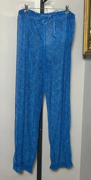 Kathy Ireland Medium Blue Drawstring Wide-Leg Lounge Pants Coverup thumbnail 1