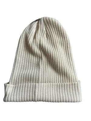 ADIDAS Womens Beige Neutral Ribbed Beanie Winter Hat OS NEW with tags thumbnail 3