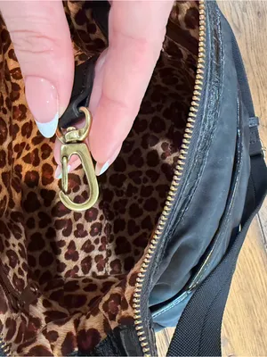 Y2K Brighton Black Crossbody Bag with Gold Hardware and leather/ leopard design thumbnail 13