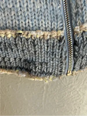 Vintage Y2K mesh knit jacket Lulu H Paris blue and cream Size XS/S thumbnail 8