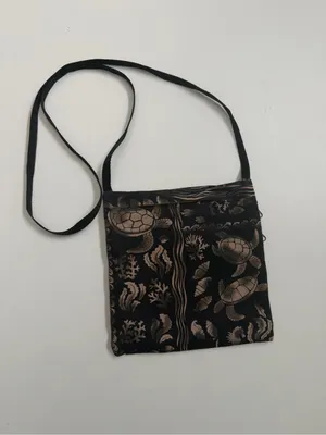 Crossbody Purse Bag Island Sea sea Turtles Shells Coral Lightweight Fabric Black thumbnail 6