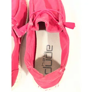 Hey Dude Wendy Canvas Slip On Loafer Shoes Women Coral Pink 7 Beach Costal Comfy thumbnail 7