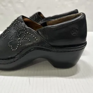 Ariat Strathmore Clog Shoes Womens 8.5B‎ Black Leather Studded Floral 21201 thumbnail 5