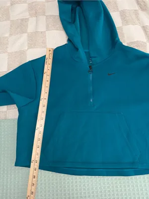 Nike Womens Dri-FIT Performance Half Zip Hoodie Teal Blue Small thumbnail 3