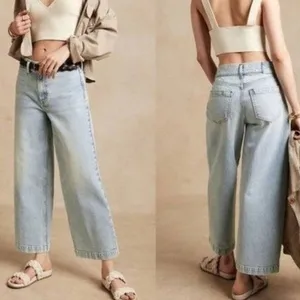 Banana Republic 26 Jeans High Rise Wide Leg Crop Light Wash 814318 Denim Boho thumbnail 2