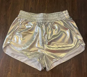 Silver Metallic Shorts Size M thumbnail 1