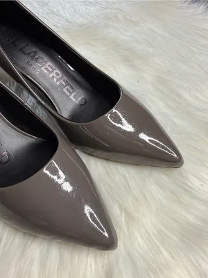 Karl Lagerfeld Paris Royale Patent Leather Anthracite Gray Heels thumbnail 5
