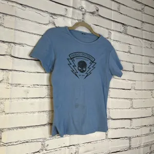 Harley-Davidson Vintage 2004 Y2K Blue Short Sleeve Tee Graphic T Shirt SZ M Bike thumbnail 2
