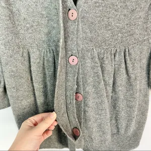 Aqua Y2K Gray Knit‎ Babydoll Button Down Cardigan Sweater XS thumbnail 3