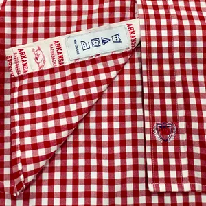Thomas Dean Collegiate Arkansas Razorbacks Shirt Mens Medium Red Gingham Button thumbnail 6