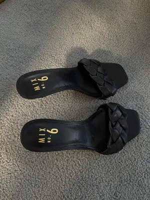 Mix No. 6 Elandra Sandal Braided Black Slip On Mule Sandal Heels Size 6.5 NWT thumbnail 4