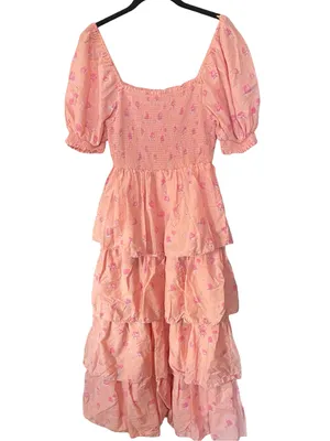 LoveShackFancy x Target Simone Pink Floral Tiered Midi Dress S thumbnail 2