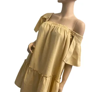 NWT Macaw Flutter sleeve Yellow Bohemian‎ mini dress Size M thumbnail 6