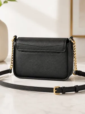 Michael Kors Sylvia Small Black Saffiano Leather Crossbody Bag NWT thumbnail 2