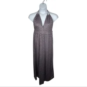 Purple Medallion Halter Maxi Dress Open Back Resort Vacation Boho XL thumbnail 3