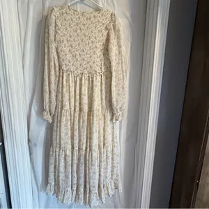 Altar'd State Prairie Dress Small Long Floral Smocked Tiered Cottagecore‎ Maxi thumbnail 3