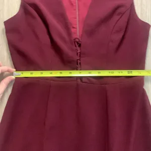 WAYF The Casey Plunge Neck Sleeveless Long Dress Burgundy Small! thumbnail 9