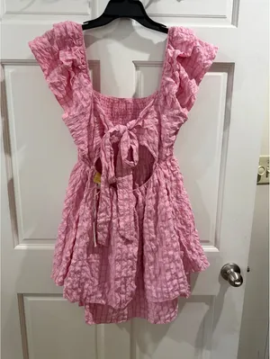 Simply Southern Pink Ruffle Sleeve Tie Back Dress XL thumbnail 3