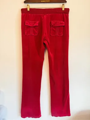 Sarah Johnson Y2K Red Velour pants, pull up elastic waist, Juicy inspo sz M thumbnail 16