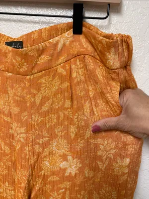 WONDERLY Yellow-Orange Floral Wide-Leg Pants Size XL thumbnail 5