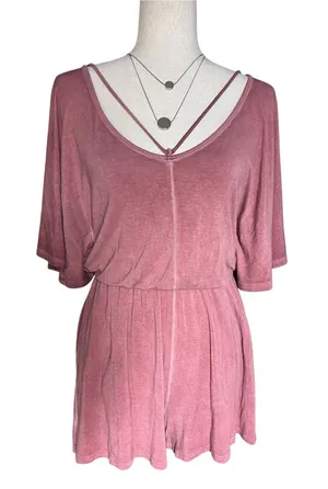American Eagle Outfitters dusty rose oversized romper thumbnail 1