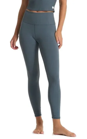 Vuori Studio Pocket Leggings Slate Blue Ribbed High Rise Yoga Pants Size S thumbnail 1