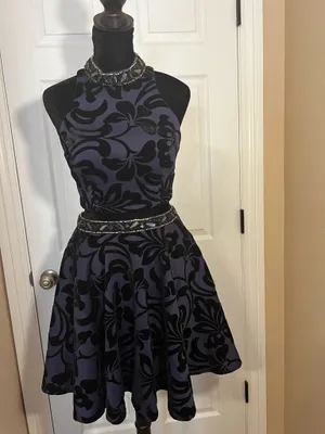 Blue homecoming dress with Rhinestones thumbnail 6