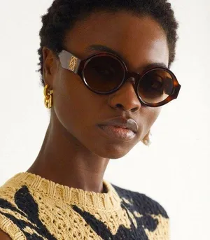 Loewe Story Round Frame Tortoiseshell Acetate Sunglasses thumbnail 1