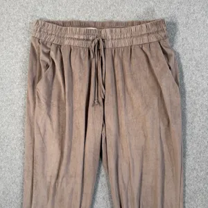 H.I.P. Women's Medium Taupe Velour Jogger Pants Drawstring Elastic Waist Casual thumbnail 2