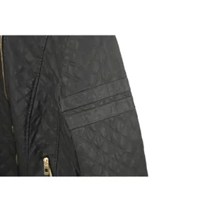 Coffee shop Womens Black Quilted Moto Jacket Studded Shoulder Zip‎ Up thumbnail 9