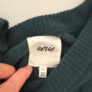 Aerie Womens Sweater S Green Ribbed Knit Balloon Sleeve Thumbhole Slit Crewneck thumbnail 2