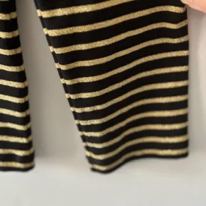 Lauren Ralph Lauren L Black Gold Metallic Striped Square Neck Knit Pullover Top thumbnail 6