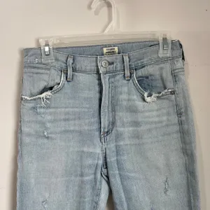Citizens of Humanity Fleetwood High Rise Flare‎ Light Wash Raw Hem Jeans Sz 27 thumbnail 6