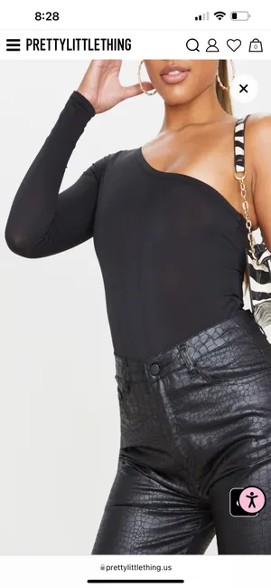 Pretty Little Thing Black One Sleeve Bodysuit thumbnail 3