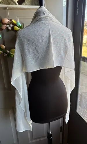 NOS Vintage 90s Style & Co sheer sequin beaded bridal evening wrap, one size thumbnail 1