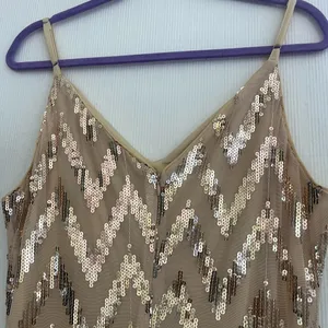 SHEIN Gold and Cream Sequin Midi Dress thumbnail 4