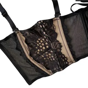 Victoria’s Secret black mesh garter belt waist cincher corset M/L thumbnail 6